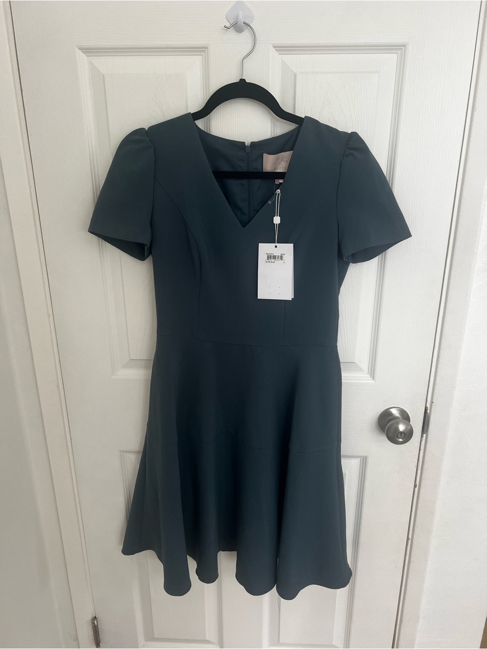 Gal Meets Glam Teal Fit-and-Flare V-Neck Mini Dress